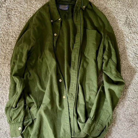 Pendleton Green Button Up Wool Shirt 15.5 / medium - Picture 1 of 2